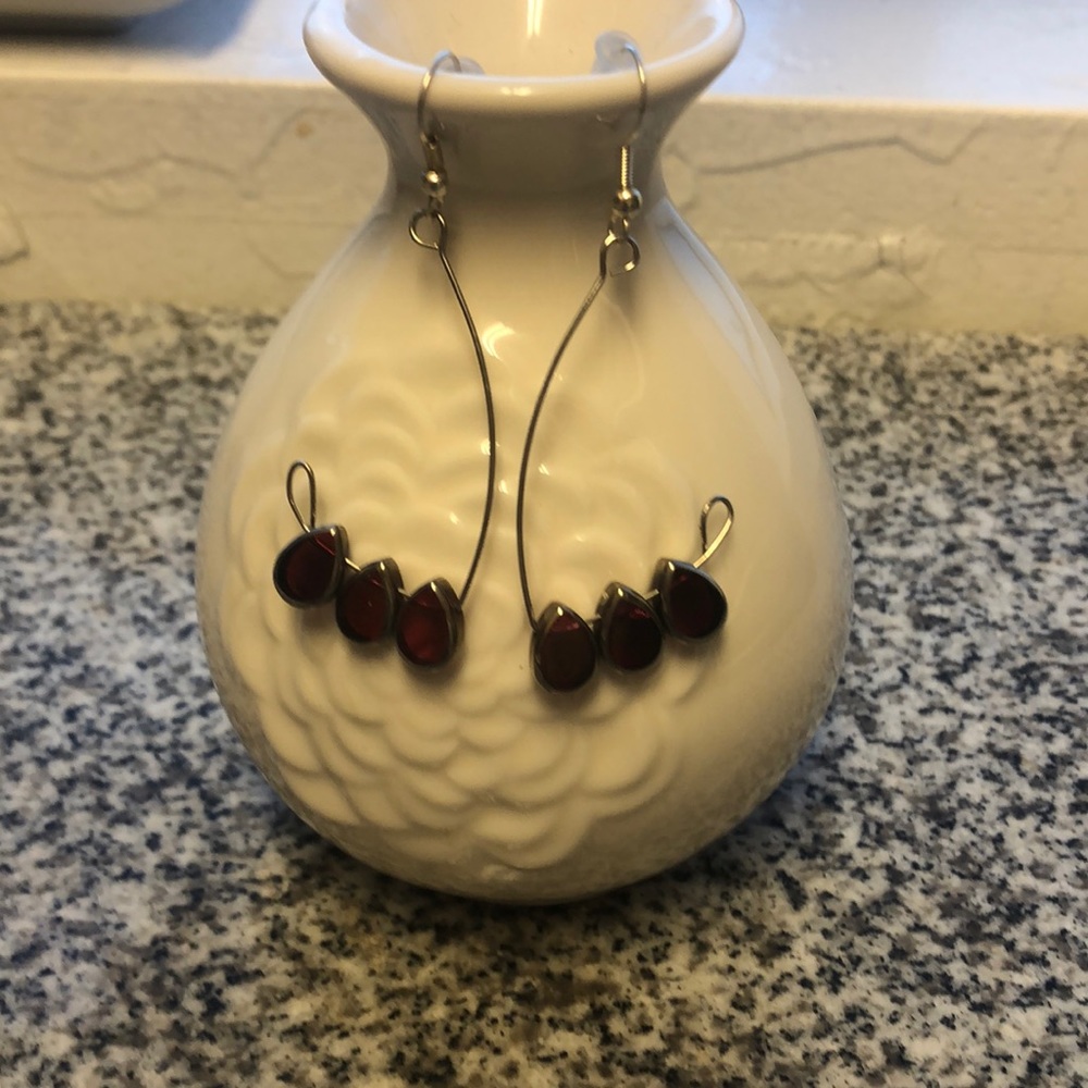 Gothic Dark Red Drops Earrings